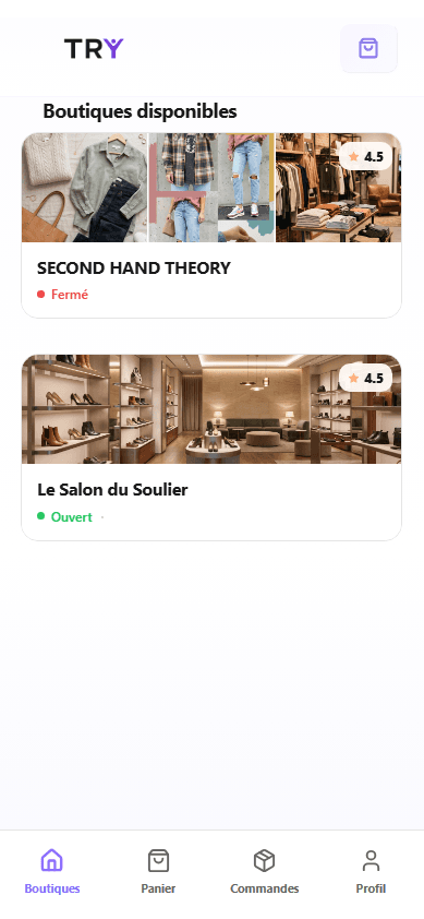 Aperçu de l'app TRY